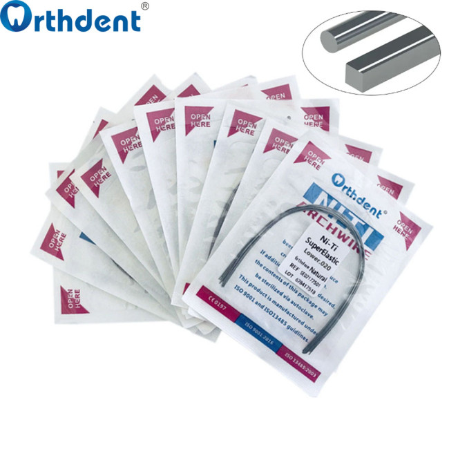 Orthdent 10Pcs/Pack Orthodontic Dental Arch Wire Niti Super Elastic Ovoid Form Round/Rectangular Wires Teeth Materials