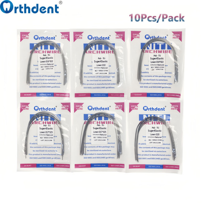 Orthdent 10Pcs/Pack Orthodontic Dental Arch Wire Niti Super Elastic Ovoid Form Round/Rectangular Wires Teeth Materials