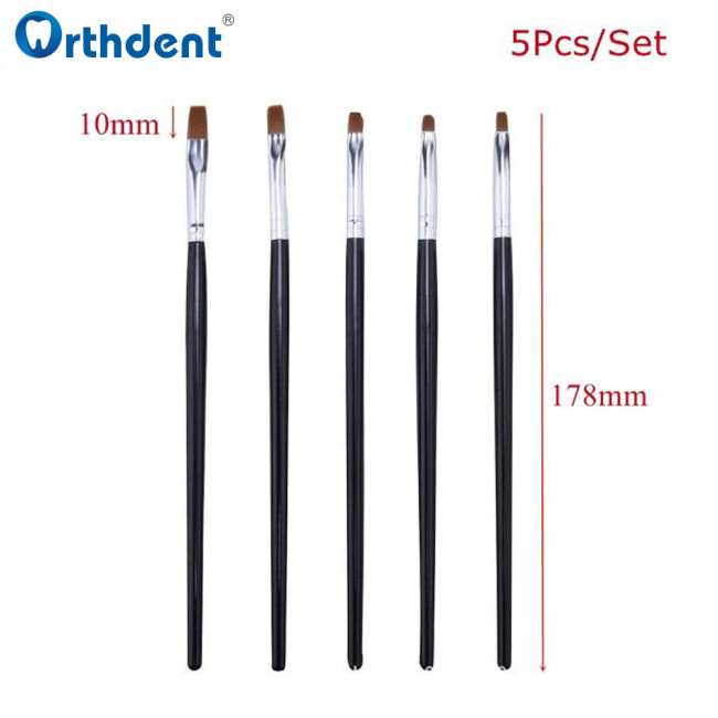 5Pcs Dental Resin Brush Pens Shaping Nylon For Adhesive Porcelain Teeth Dentistry Shaping Composite Cement ail Art Acrylic Tools