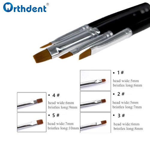 5Pcs Dental Resin Brush Pens Shaping Nylon For Adhesive Porcelain Teeth Dentistry Shaping Composite Cement ail Art Acrylic Tools
