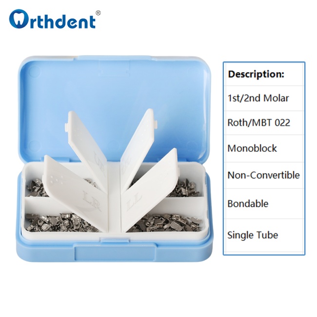 50Sets Dental Orthodontic Buccal Tube Bondable Monoblock Non-Convertible 1st 2nd Molar Roth MBT 022 Dentistry Material