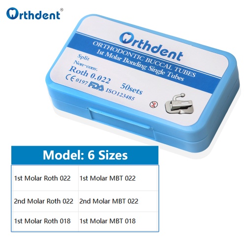 200Pcs Dental Orthodontic Buccal Tube Kit Split Bondable Buccal Tubes Non-convertible MBT Roth 022/018 1st/2nd Molar Dentistry Tool