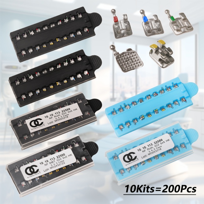 10Kits Monoblock OC Brackets Dental Orthodontic Metal Bracket Braces MIM Mini MBT/Roth 022/018 Hooks 3-4-5 Dentistry Accessories