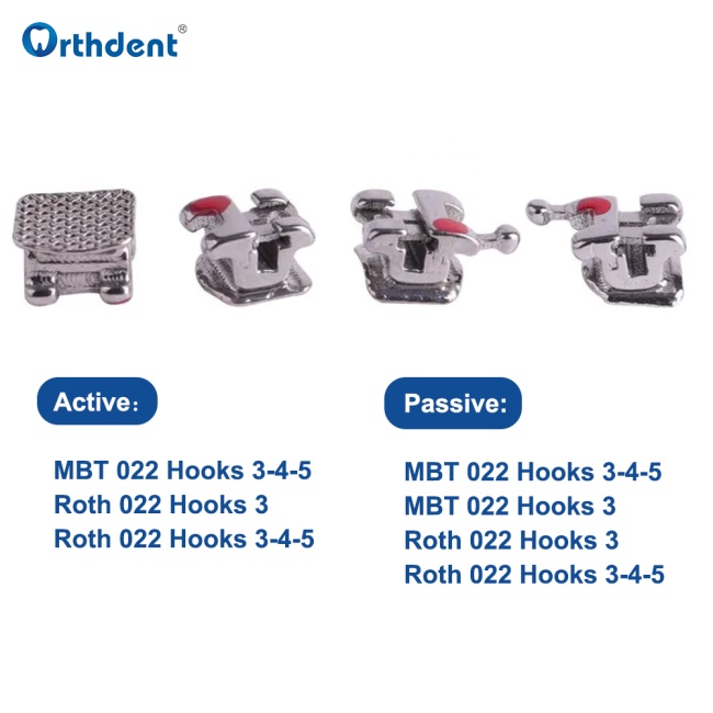 Active Self-ligating Brackets：
MBT 022 Hooks 3-4-5    
Roth 022 Hooks 3
Roth 022 Hooks 3-4-5

Passive Self-ligating Brackets:
MBT 022 Hooks 3-4-5    
MBT 022 Hooks 3      
Roth 022 Hooks 3     
Roth 022 Hooks 3-4-5    
