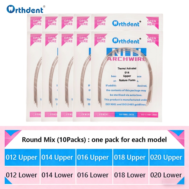 10Packs Dental Orthodontic Heat Thermal Activated Niti Natural Round/Rectangular  Arch Wires