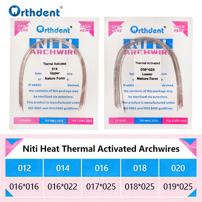 10Packs Dental Orthodontic Heat Thermal Activated Niti Natural Round/Rectangular  Arch Wires