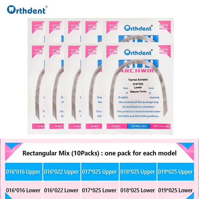 10Packs Dental Orthodontic Heat Thermal Activated Niti Natural Round/Rectangular  Arch Wires