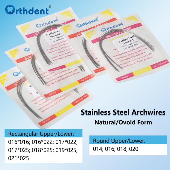 1 Pack Dental Orthodontic Arch wire Super Elastic Niti / Stainless Steel Rectangular/Round Arch Wires Natural/Ovoid Form Dentistry