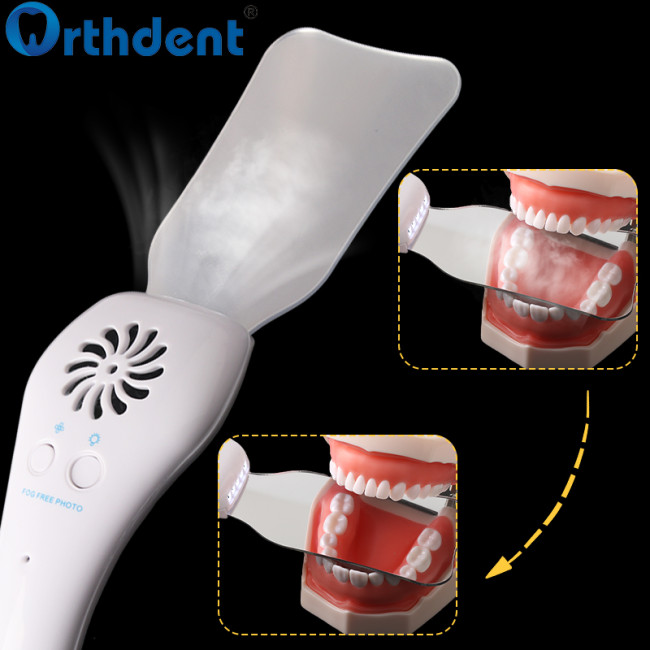 anti-fog dental mirror with and without comparison