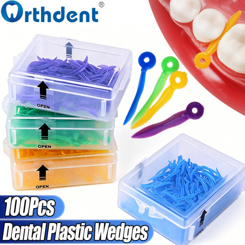 400pcs Plastic Disposable Perforated Dental Wedges SS/S/M/L 4 Sizes