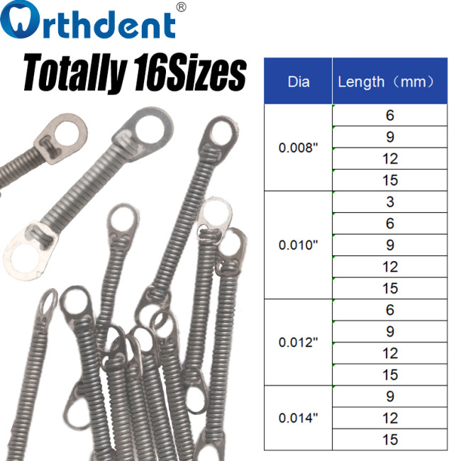 NITI close spring wire diameters 0.008 to 0.014 inch sizes