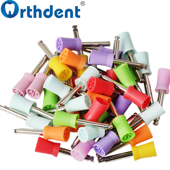 Dental Latch Type Polishing Cups 100Pcs/Box | Rubber White / Colorful Mixed | 2.35mm Shank