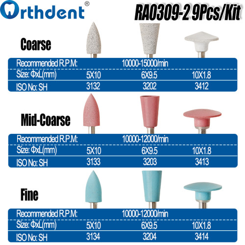 Dental Polishing Kit RA0309/RA0309-2/RA0109 for Low-speed Handpiece 9Pcs/Kit