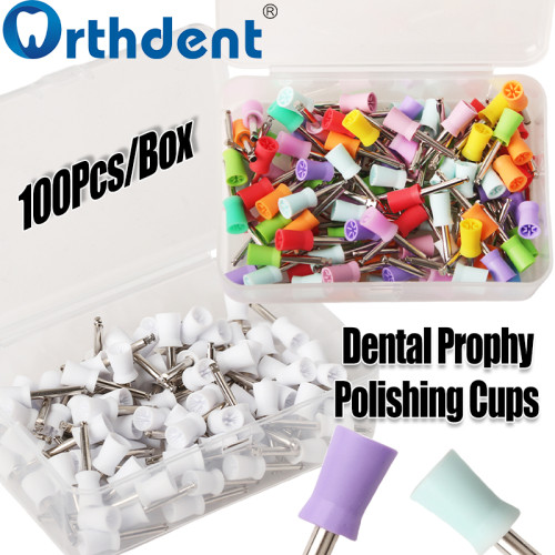Dental Latch Type Polishing Cups 100Pcs/Box | Rubber White / Colorful Mixed | 2.35mm Shank
