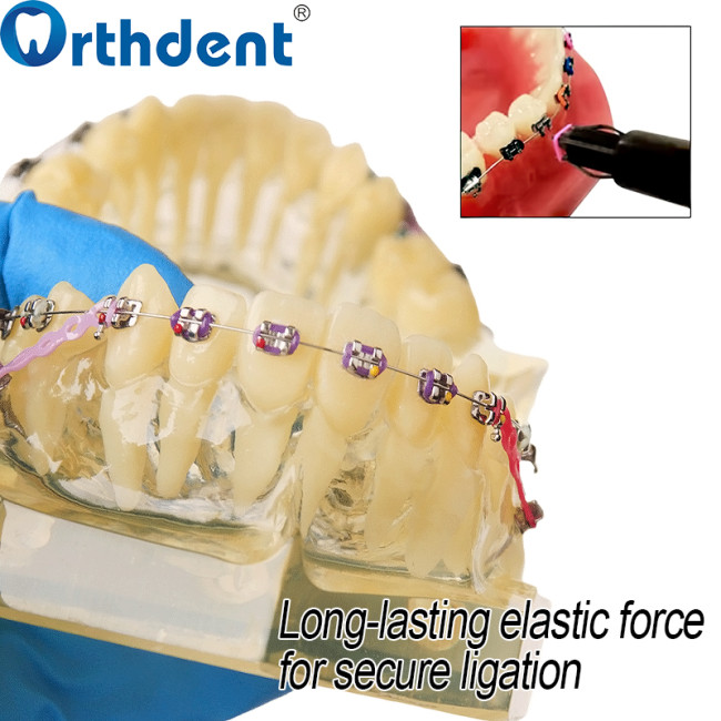 elastic ligature tie for orthodontic bracket ligation