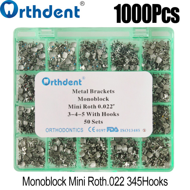 metal brackets Mini Roth 0.022 hooks 3-4-5