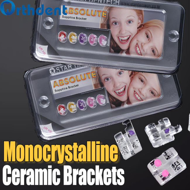 Dental Monocrystalline Ceramic Orthodontic Brackets Roth & MBT 0.022  | 20Pcs/Pack | Hook 3 or 345