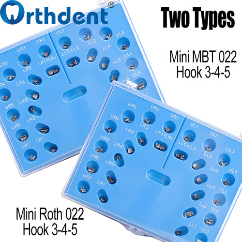 Dental Passive Self Ligating Orthodontic Brackets with Tool Mini Roth & MBT 0.022  Hooks 3-4-5 with buccal tube