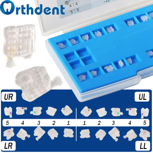 ORMAER Dental Ceramic Orthodontic Brackets Mesh Base Mini Roth & MBT 0.018/0.022  Hooks 3-4-5 20Pcs/Box