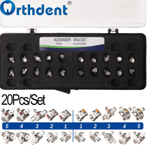 Alexander Dental Orthodontic Brackets MIM 0.018  & 0.022  Slot Hooks 3-4-5 20Pcs/Box
