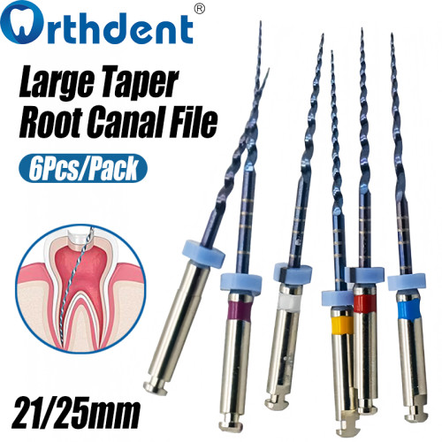 6Pcs/Pack Large Taper Heat-Activated Root Canal File CP-6 – 21/25mm, Flexible, Fracture-Resistant