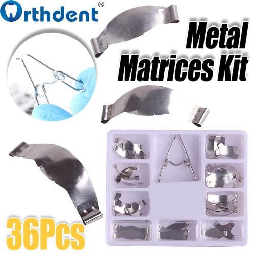 Saddle Contoured No.1.330 Dental Matrix Sectional Tooth Metal Matrices Kit 35μm Hard 50μm Thick 36Pcs/Box