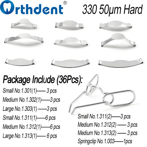 Dental Sectional Matrix Complete Kit Contoured Matrices 1.330 & 1.398 Metal Matrices Pliers Silicone Wedges