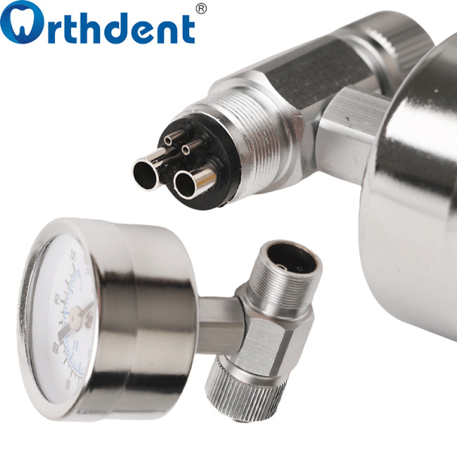 Dental Handpiece Manometer 2/4 Hole Stainless Steel Oil Damped for High/Low Speed Handpiece