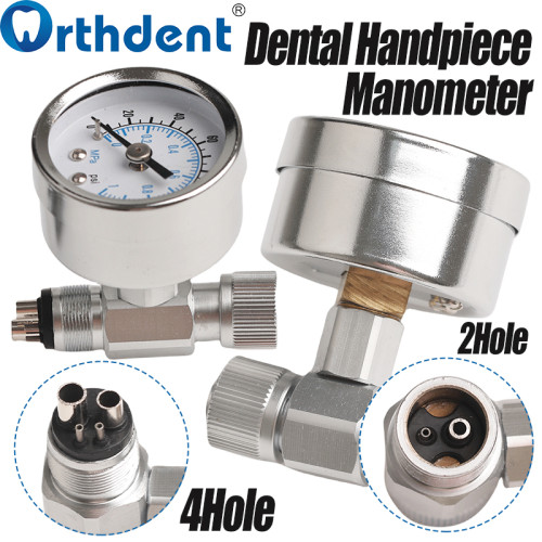 Dental Handpiece Manometer 2/4 Hole Stainless Steel Oil Damped for High/Low Speed Handpiece
