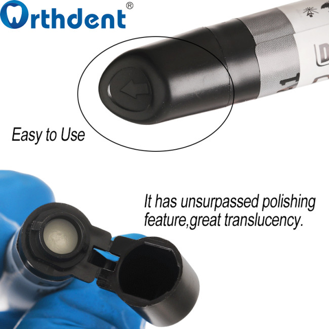Dentex esthetic resin syringe and dispensing tip detail
