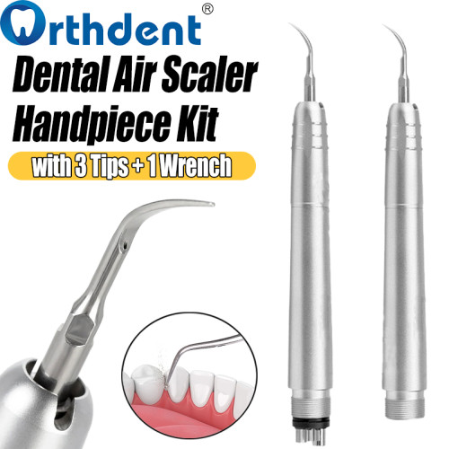 Dental Air Scaler Handpiece Kit Ultrasonic Polishing Whitening 2/4 Hole with 3 Tips + Wrench