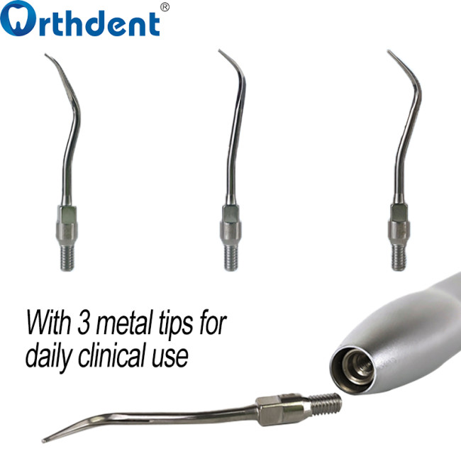 pneumatic scaler with 3 interchangeable metal tips for daily clinical needs

