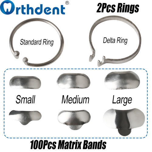 Dental Sectional Matrix Bands Kit with Silicone Wedges Contoured Matrices Bands