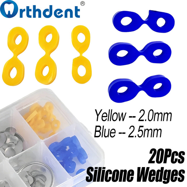 silicone wedges yellow 2.0mm blue 2.5mm flexible gentle on gums