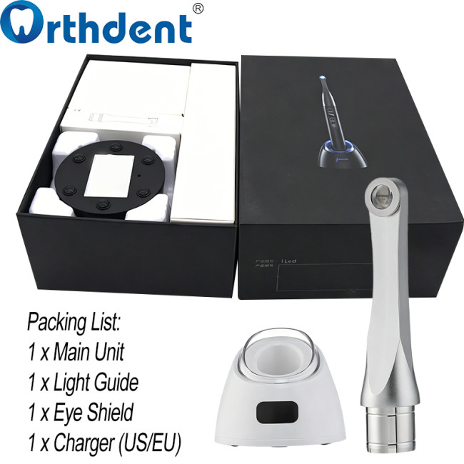 LED curing light complete kit packaging showcase main unit light guide eye shield charger