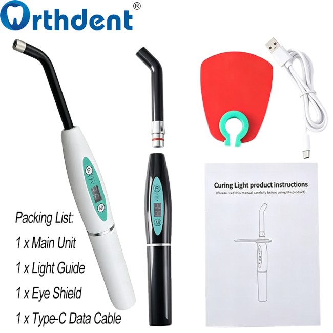 LED curing light kit and colors main unit light guide eye shield Type-C cable black and white