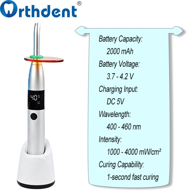 Dental White LED 1-Second Curing Light with Caries Detection 5 Modes Restoration Lamp