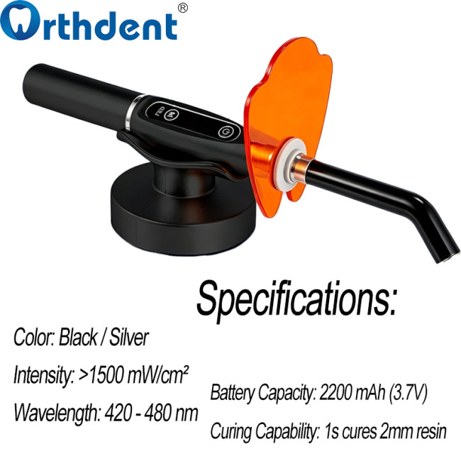 dental curing light specifications 420-480nm over 1500mW/cm² 1s cures 2mm