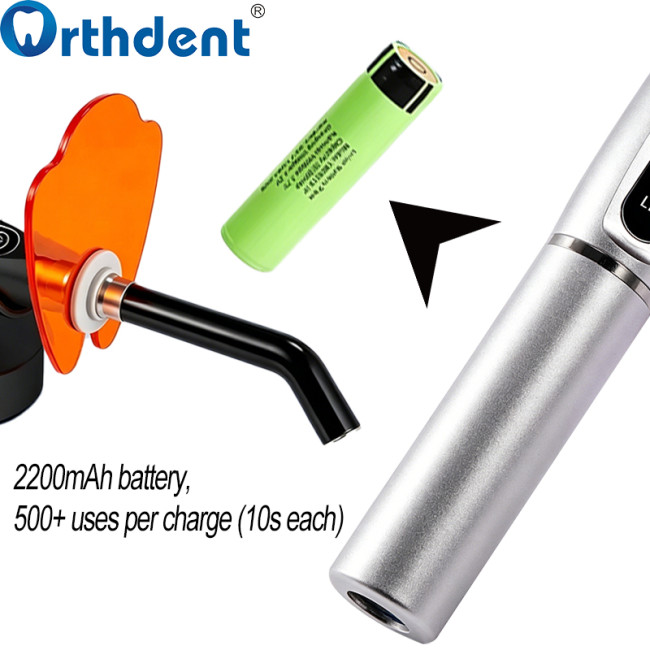 dental curing light 2200mAh battery 500 plus uses per charge 10 seconds each