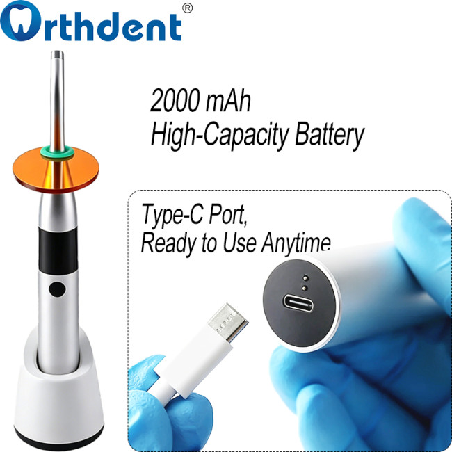 Dental White LED 1-Second Curing Light with Caries Detection 5 Modes Restoration Lamp