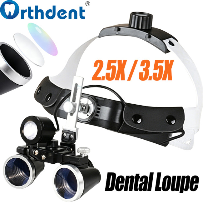 2.5X/3.5X Headband Dental Loupe LED Binocular Magnifier Brightness Spot Headlamp