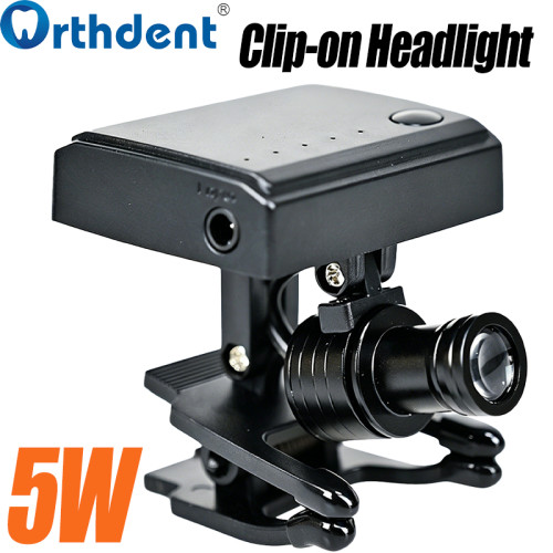 5W Clip-on Wireless LED Headlight With Optical Filter Dimmable Fits Dentist Surgical Loupes