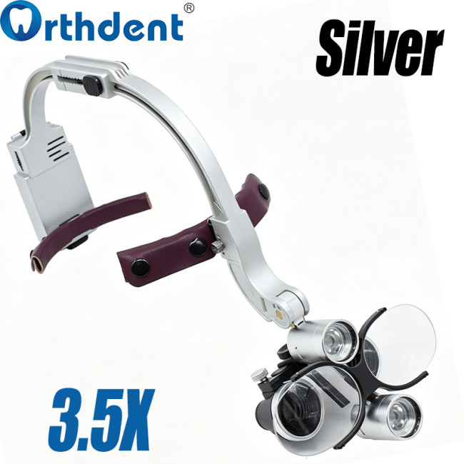 1Set 2.5X/3.5X Dental Loupe with 5W LED Light Headlight Surgical Lamp with Dual Battery