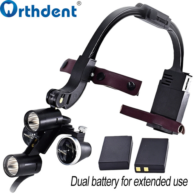 1Set 2.5X/3.5X Dental Loupe with 5W LED Light Headlight Surgical Lamp with Dual Battery
