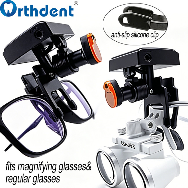 5W clip-on headlight fits magnifying glasses or regular glasses with anti-slip silicone clip