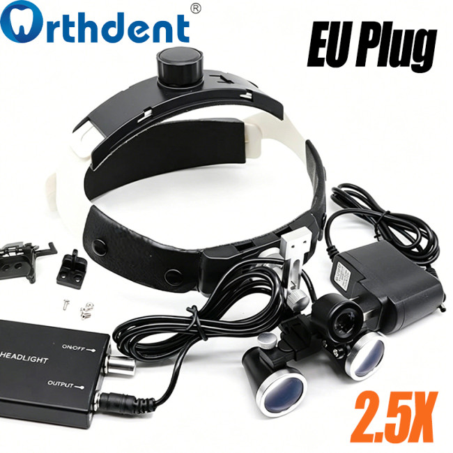 2.5X/3.5X Headband Dental Loupe LED Binocular Magnifier Brightness Spot Headlamp
