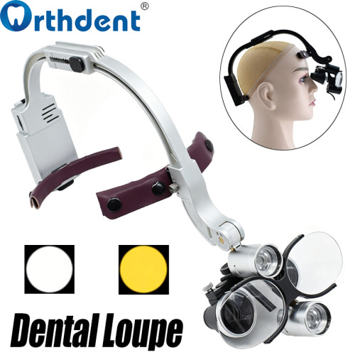 1Set 2.5X/3.5X Dental Loupe with 5W LED Light Headlight Surgical Lamp with Dual Battery