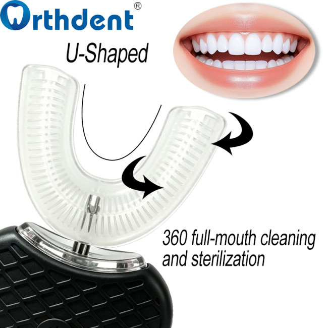 U-shaped toothbrush ergonomic U-design fits teeth 360 full-mouth cleaning and sterilization