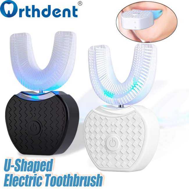 U-shaped electric toothbrush with Silicone Bristles 3 Vibration Modes for Mouth Cleaning