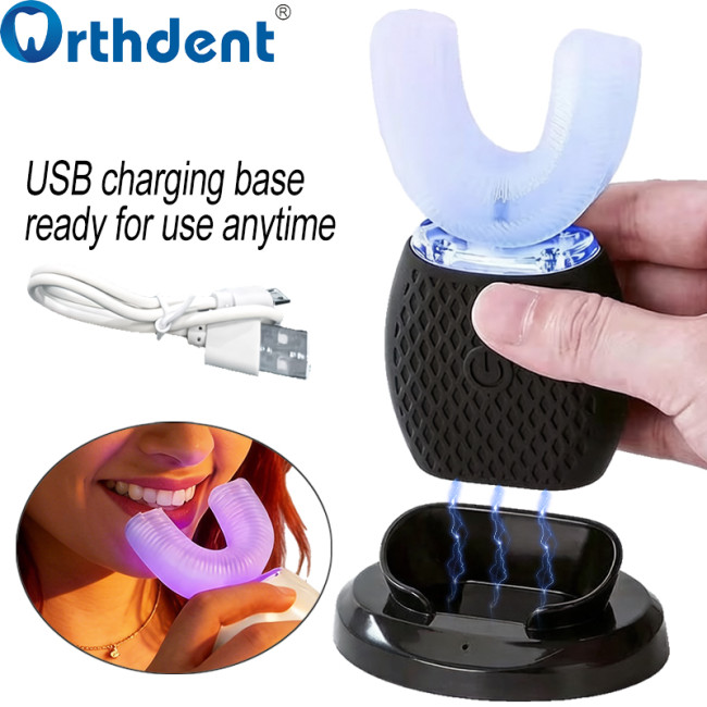 U-shaped toothbrush USB charging base ready for use anytime